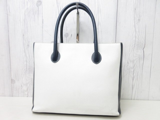 極美品 CELINE セリーヌ トートバッグ ハンドバッグ バッグ レザー 白×紺 70191_画像2