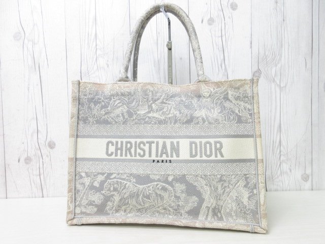極美品 Christian Dior クリスチャン ディオール ブックトート ミディアム リバース トワル ドゥ ジュイ トート バッグ グレー系 A4可69737の画像2