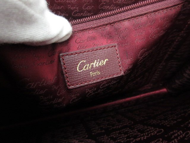 極美品 Cartier カルティエ セカンドバッグ クラッチバッグ ハンドバッグ バッグ レザー ボルドー メンズ 69993_画像10
