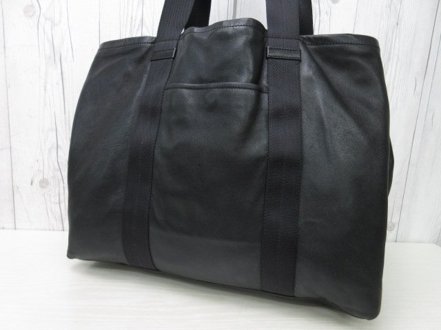 極美品 PRADA プラダ トートバッグ ハンドバッグ バッグ ナッパレザー 黒 A4収納可 メンズ 70045Y_画像9