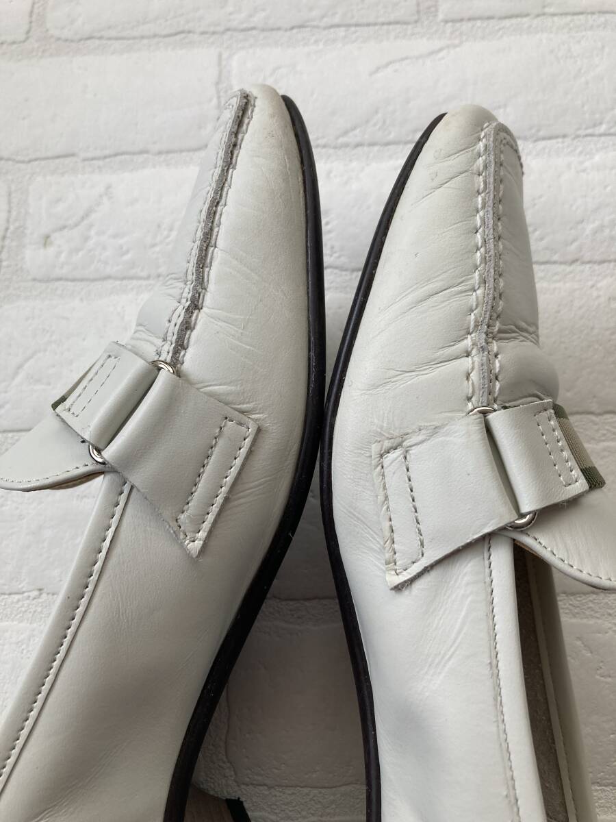 * натуральная кожа Loafer туфли-лодочки женский 22.5 EEE белый сделано в Японии линия ввод каблук 3cm