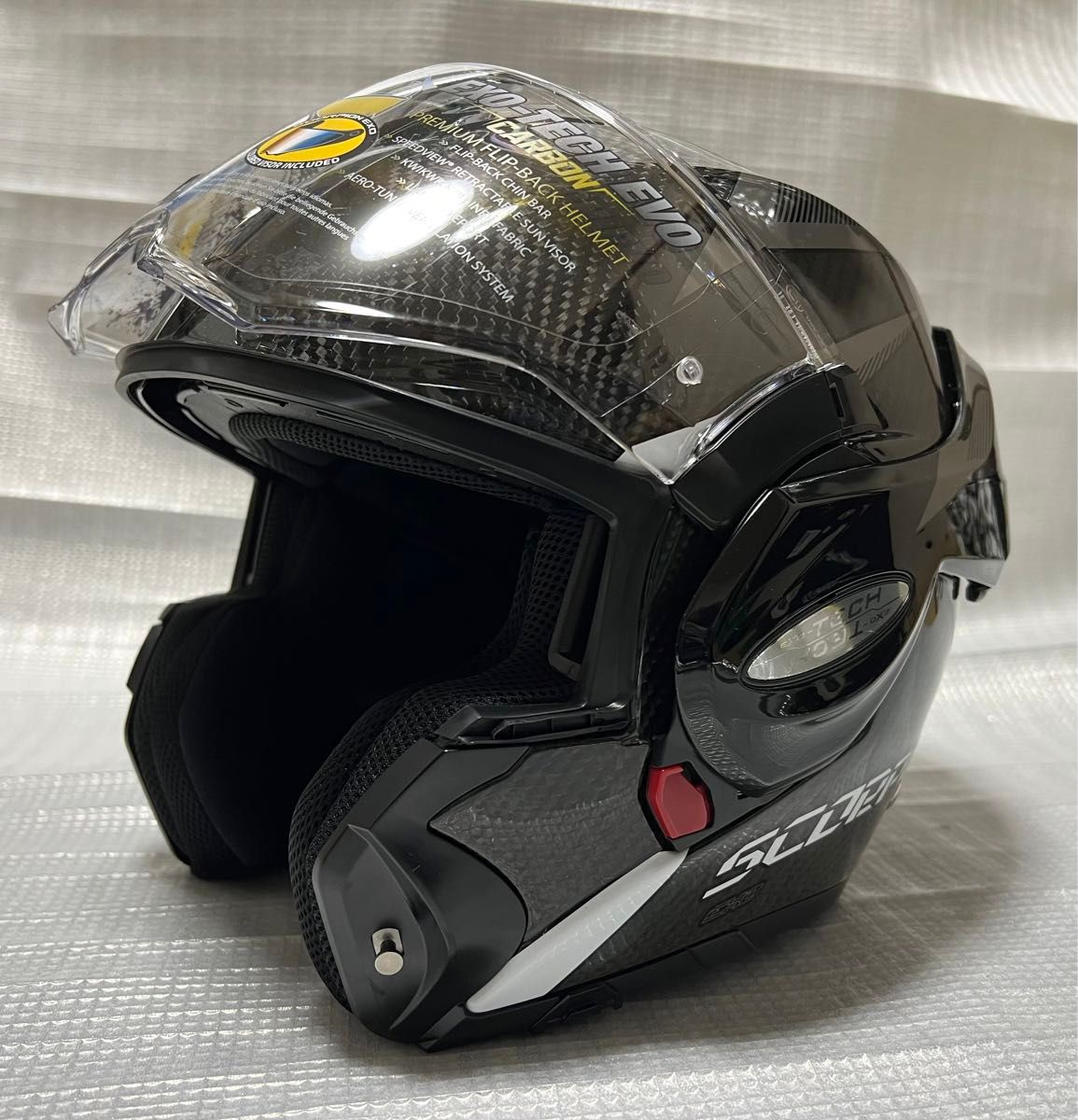 【試着1回】カーボンヘルメット／scorpion EXO-TECH EVO CARBON TOP システムヘルメット