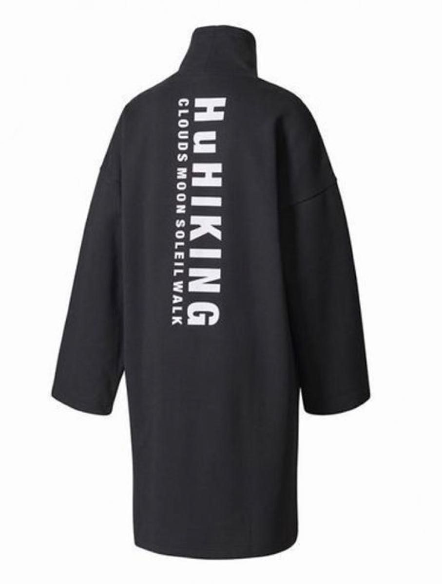 adidas アディダス ハイネック ワンピース HuKing ファレル 膝丈ワンピース ブラック 黒 英字ロゴ 完売 スウェット