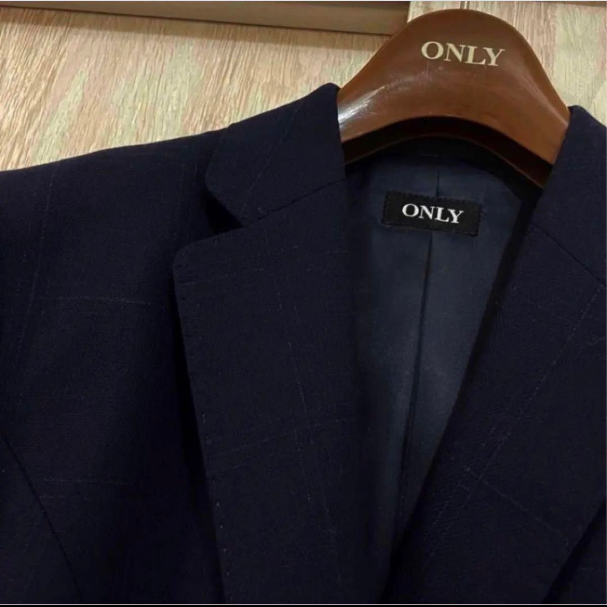 オフィス  パンツ スーツ　ジャケット  オンリー　ONLY　レディース  7号  薄チェック柄