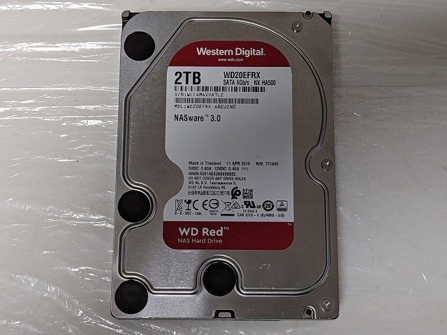 WESTERN DIGITAL Red WD20EFRX NX HA500 2TB 3.5インチ SATA HDD WD ウェスタンデジタル レッド NASware3.0【中古】①_画像1