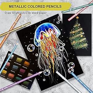 色鉛筆 メタリック 50色セット 金属色 油性 色鉛筆 プロ専用ソフト芯色鉛筆セット 子供から大人、アーティストまで理想的な塗り絵の画像3