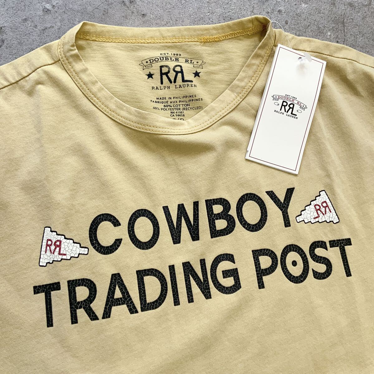 Sサイズ 22FW RRL ダブルアールエル グラフィック ジャージー Tシャツ ラルフローレン 新品 カットソー 半袖 ポロ ニット イエロー系_画像2