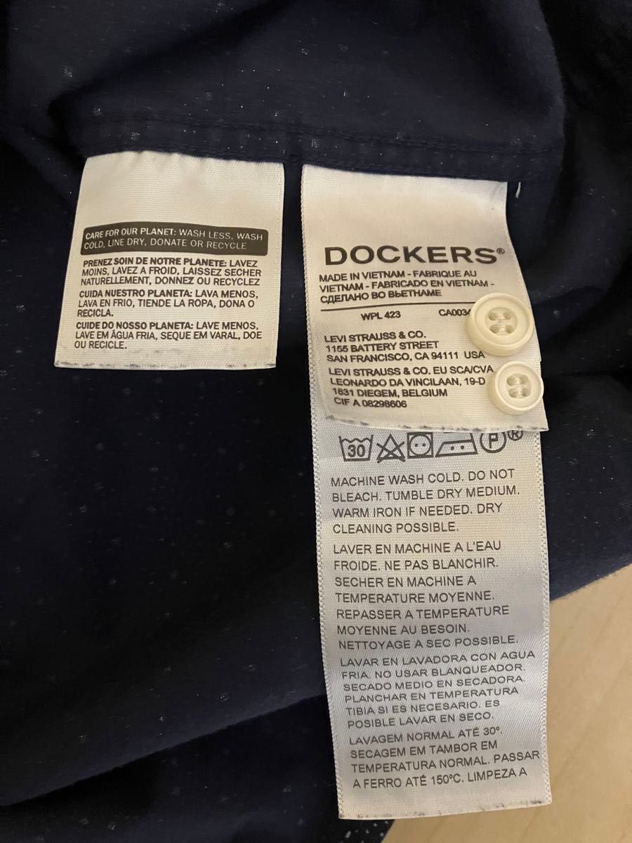 【USA古着】DOCKERS ボタンダウンシャツ メンズ　XXL Levi's ドット柄 ネルシャツ ネイビー シャツ 長袖シャツ