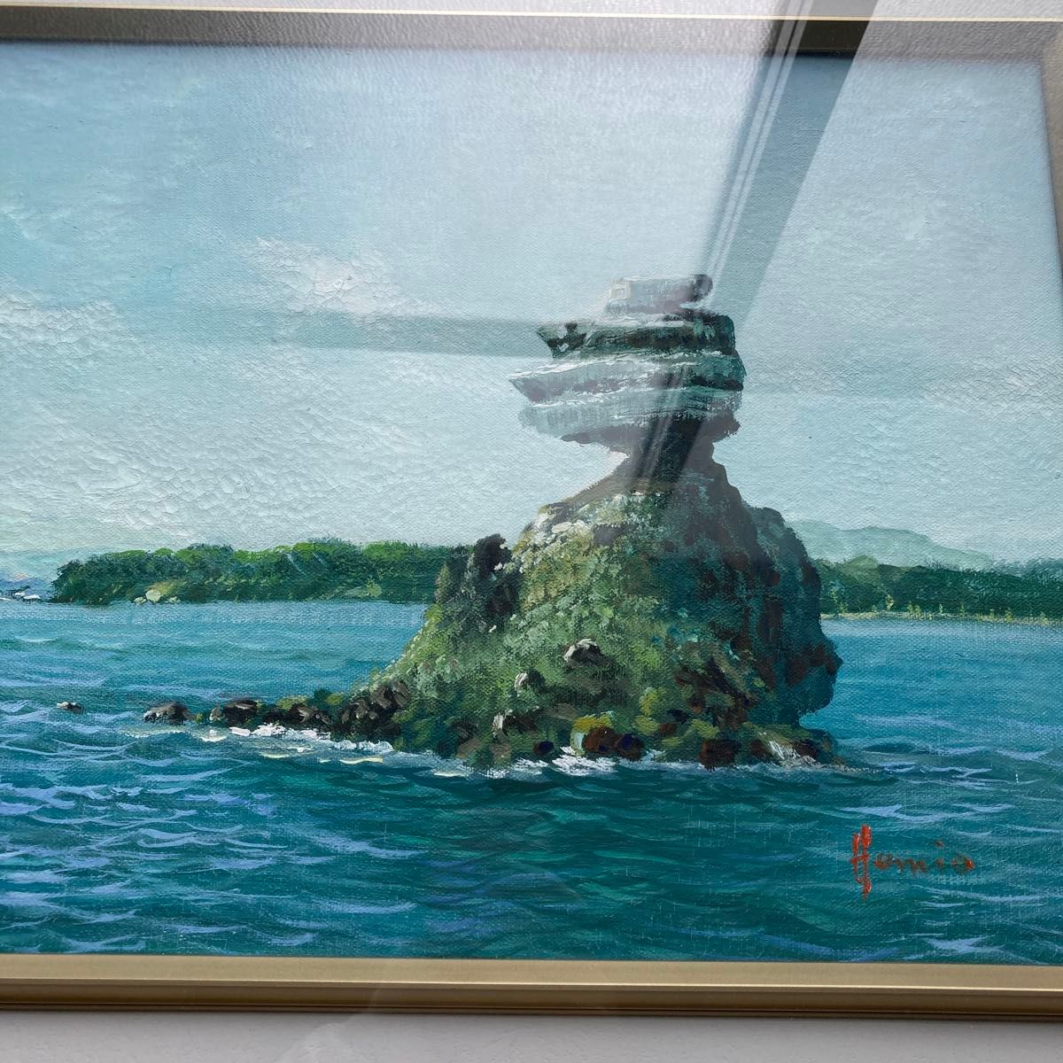 油彩画 油絵　作者不明　松島 風景画　仁王島