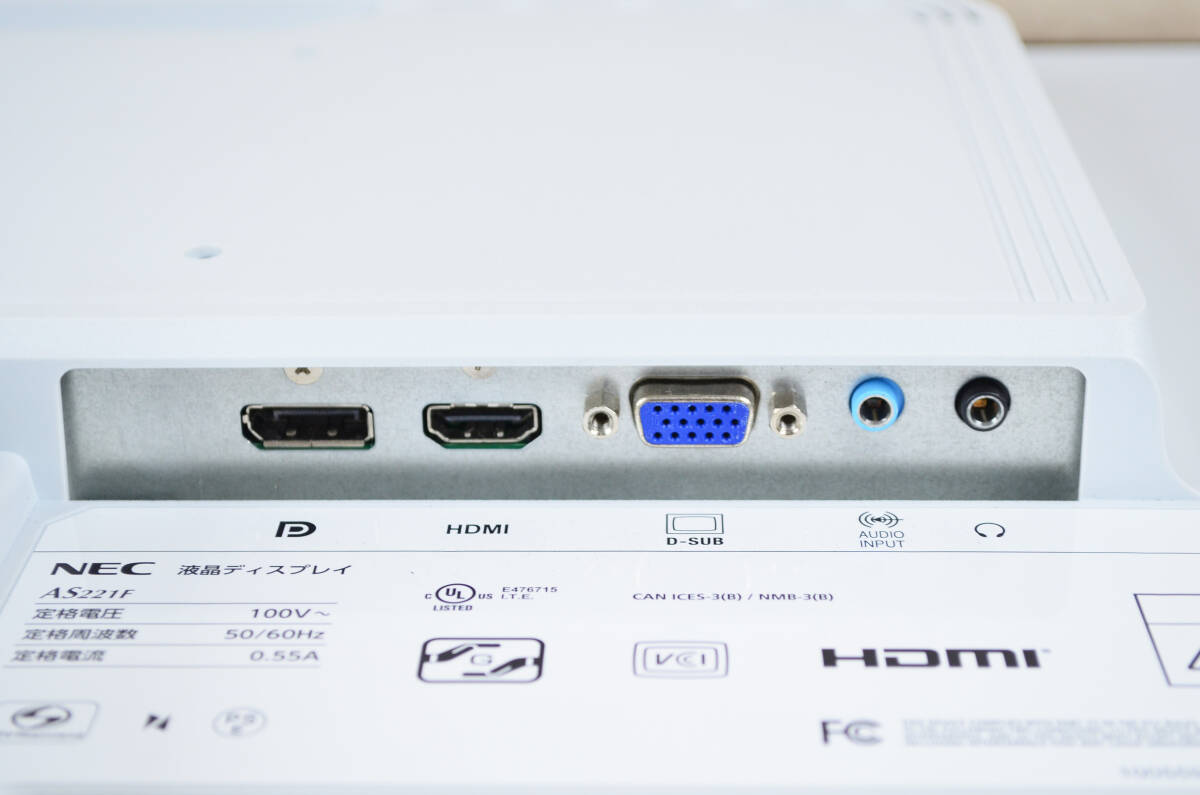 4573　超狭額ベゼル　NEC　22型ワイド　AS221F　フルHD　ゲーミング　HDMI　スピーカー内蔵　IPSパネル　LED ディスプレイ_画像6