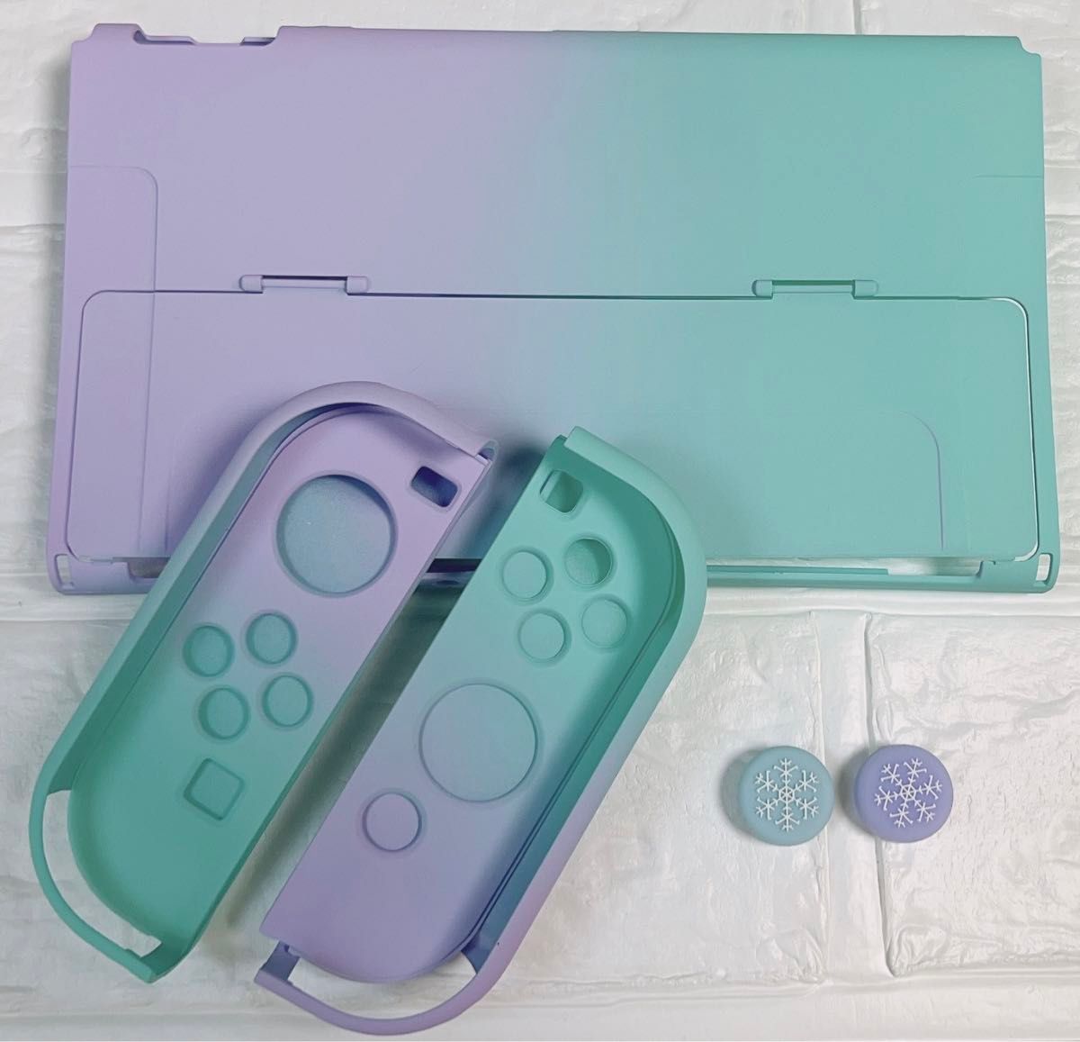 パープルブルー　雪の結晶　可愛い　Nintendo Switch有機EL専用カバー　新型スイッチ専用ケース　任天堂　ハードタイプ