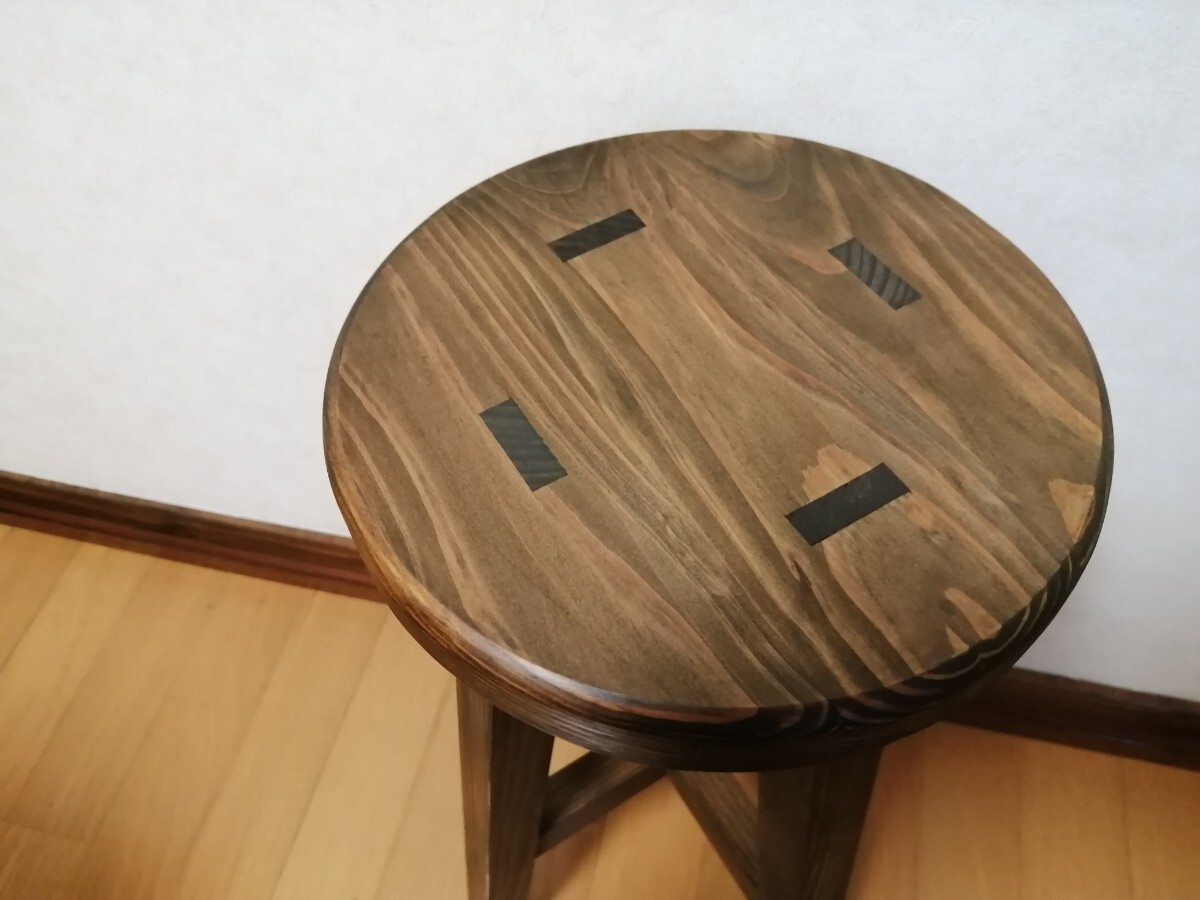 【ほぞ組】木製スツール 座面幅30cm×高さ58cm 丸椅子 stool の画像4