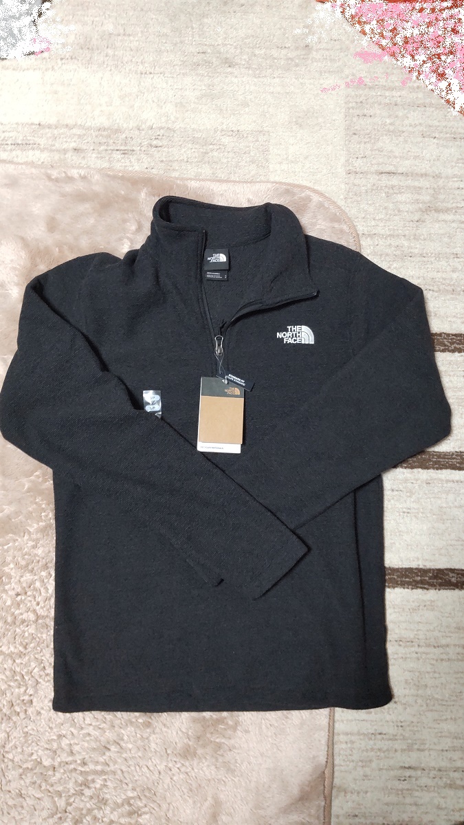 ◆THE NORTH FACE ノースフェイス TEXTURED CAP ROCK 1/4 ZIP PULLOVER フリース 厚手ニット US限定 裏起毛(S JP-M)黒色