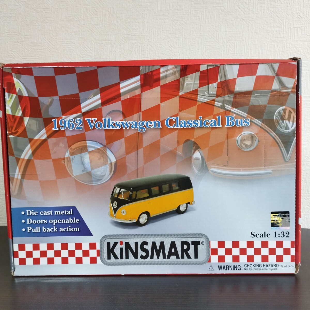 TADCT　 新品 KINSMART フォルクスワーゲン クラシックバス ダイキャスト プルバックカー レッド ブルー オレンジ 4個ずつ12個セット_画像4