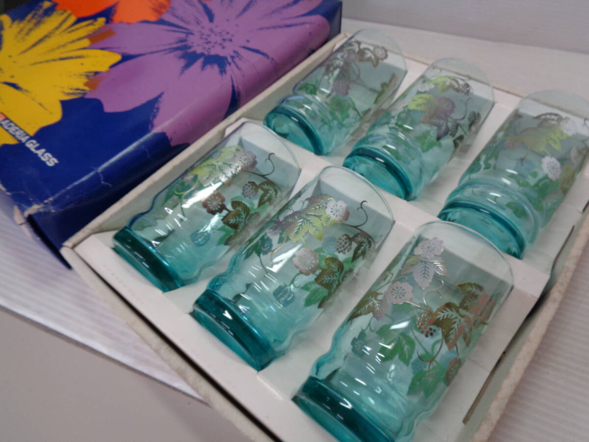 ★ADERIA GLASS アデリア グラス 野ぶどう タンブラー 6客セット BLアレンジII ガラス コップ 昭和レトロの画像1