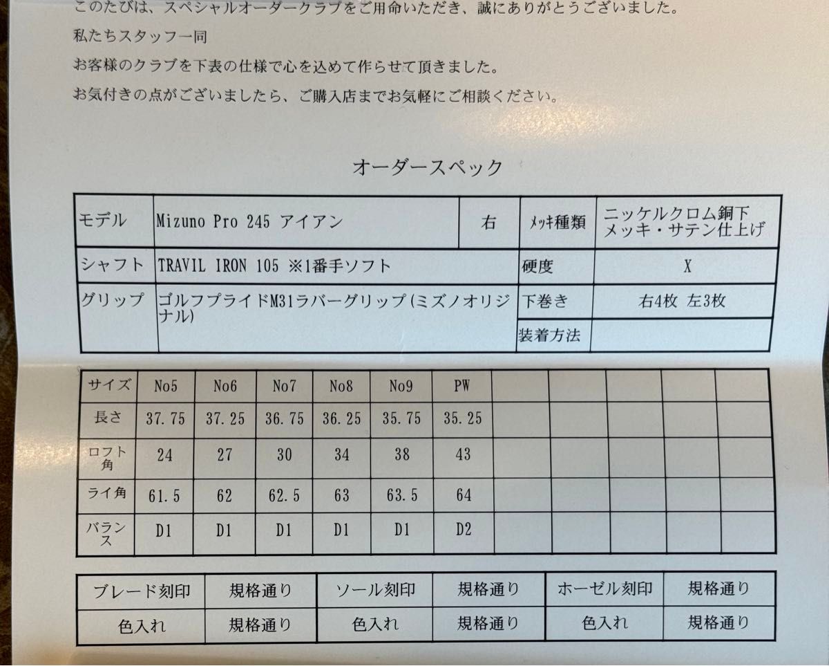 ミズノプロ245アイアン6本セット（5〜PW）【4本新品】TRAVIL105（SX）