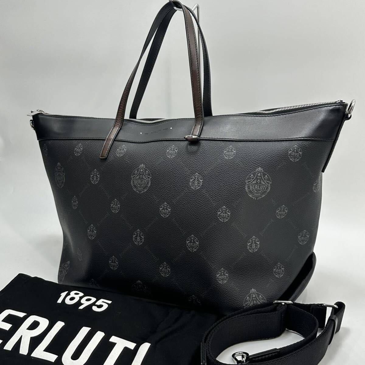 【未使用級！希少！】BERLUTI ベルルッティ 2way トートバッグ ショルダーバッグ レザー PVC メンズバッグ ホッピング 大容量 A4サイズ可_画像1