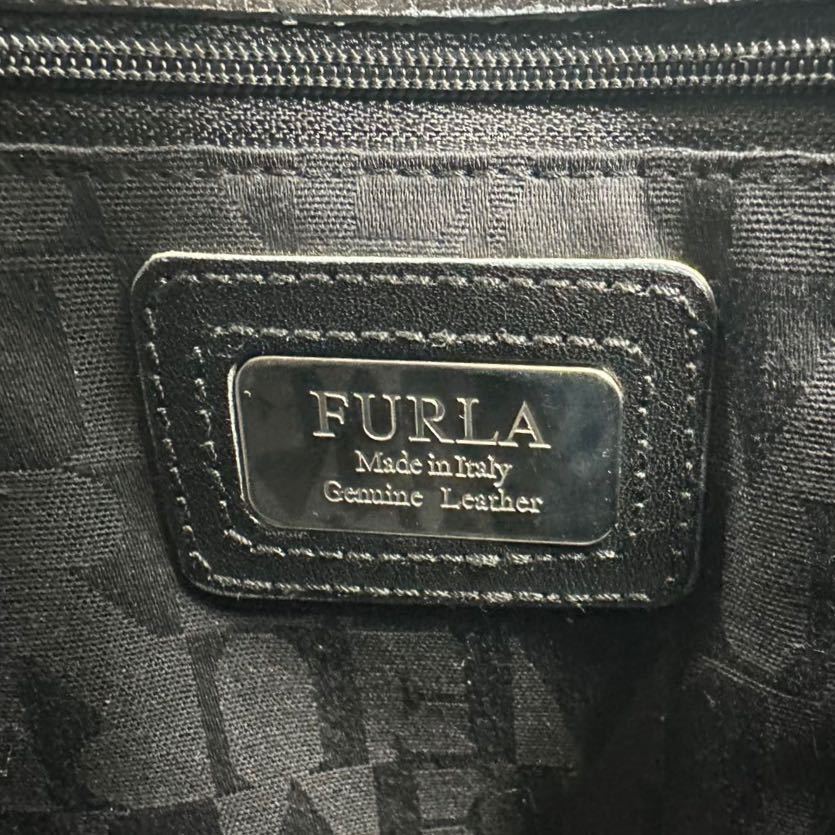 ◆美品◆FURLA フルラ ビジネスバッグ トートバッグ 肩掛け メンズ レザー 本革 ハンドバッグ シルバー金具 A4 ロゴ型押し 黒 ブラック_画像9