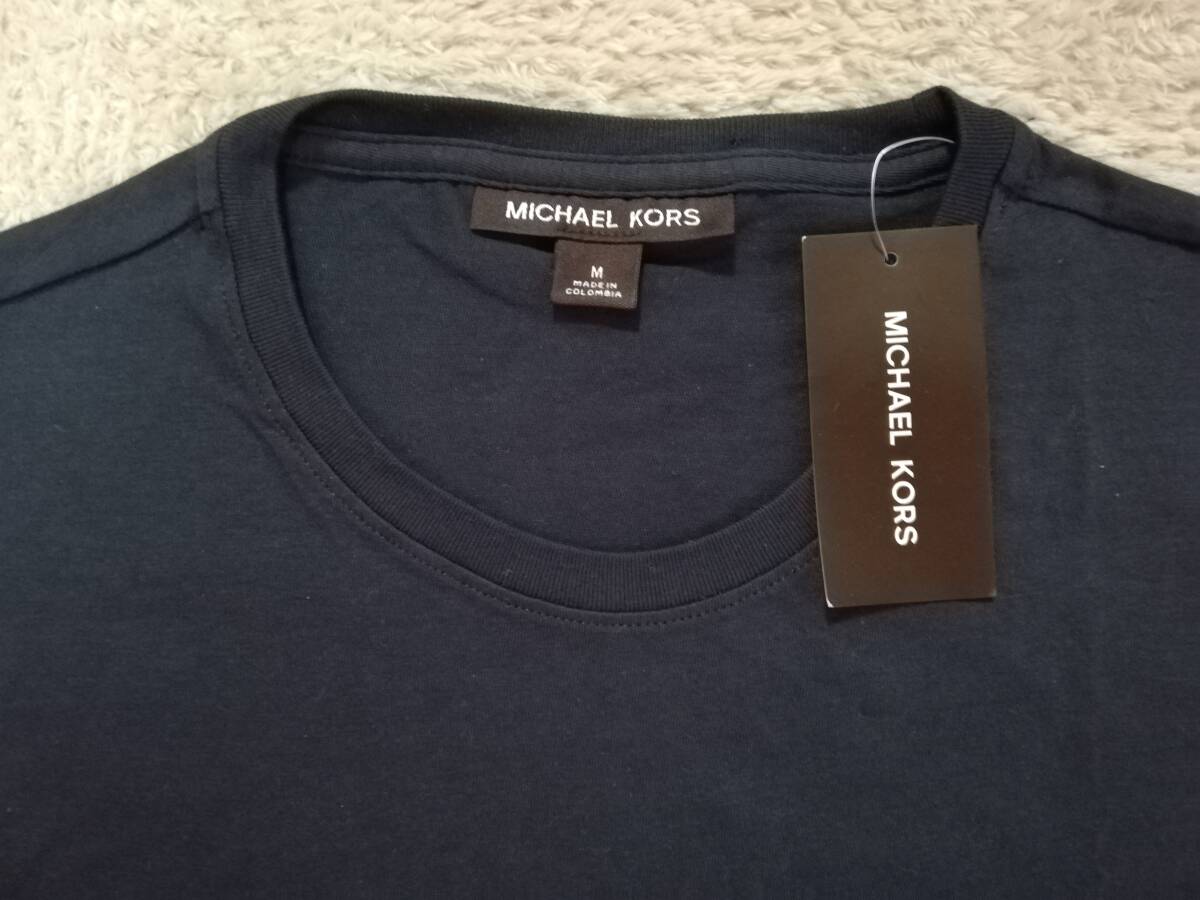 新品未使用！ マイケルコース メンズ MKロゴ Tシャツ Ｍサイズ ネイビー 紺 半袖 カットソー MICHAEL KORS