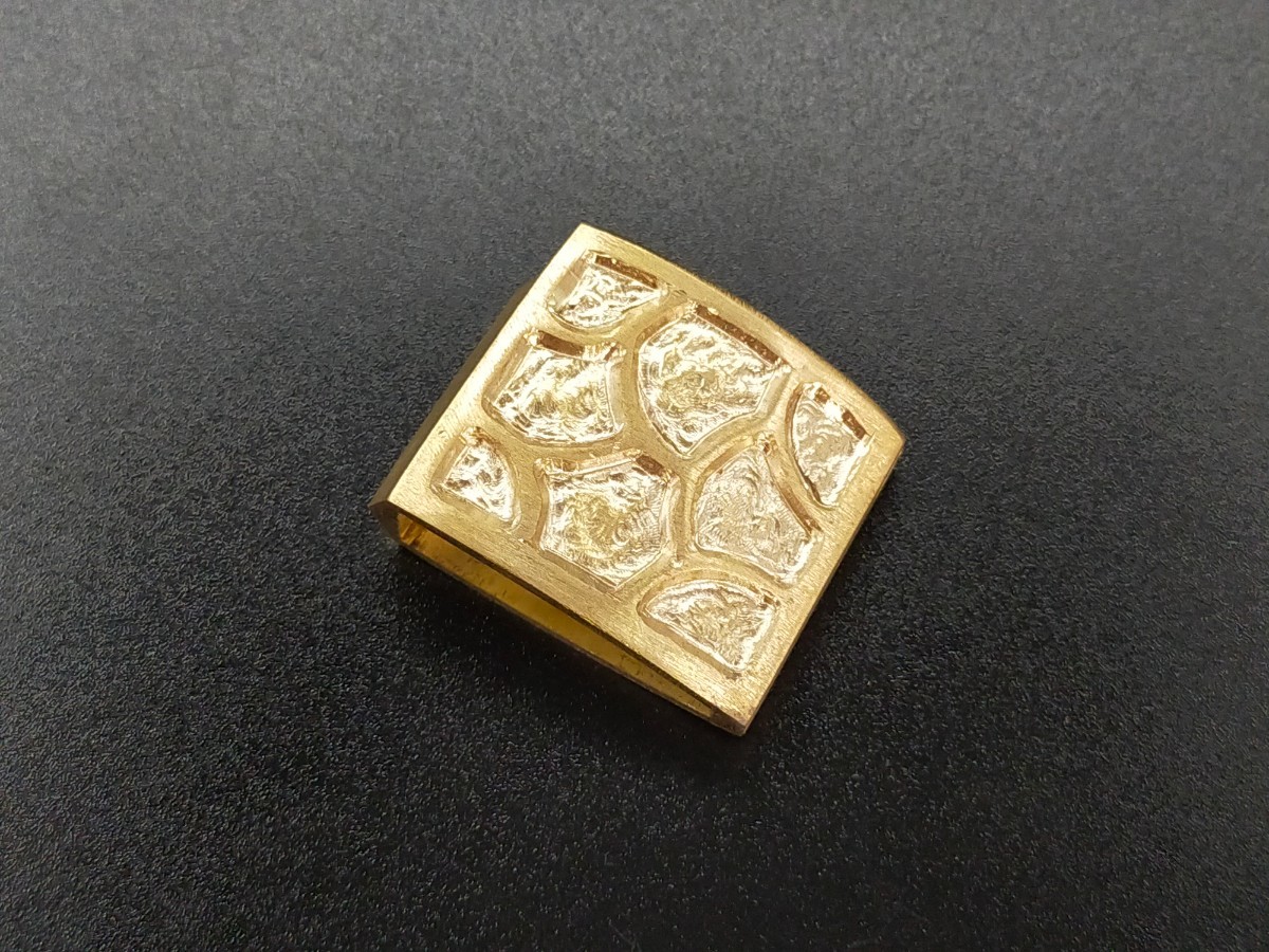 HA14　はばき　岩石の図　銅製　彫刻　金工　ハバキ　日本刀装具　刀剣美術　現代品_画像1