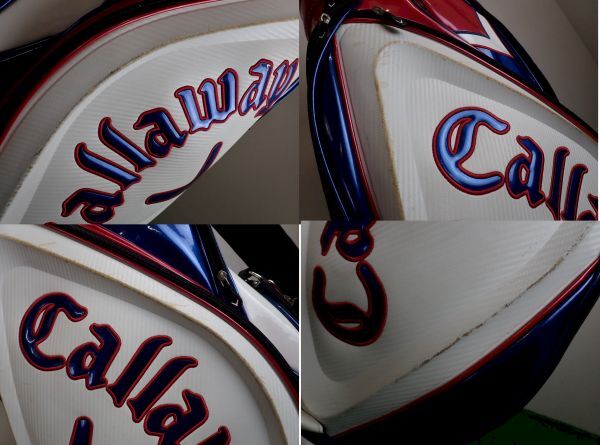 ◇C621◇キャロウェイ Callaway 6分割 エナメルキャディバッグ 白x赤x紺_画像8