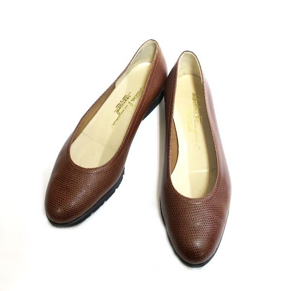 FERRAGAMO　フェラガモ　リザード　パンプス　＃7　1/2　約24cm向き　中古品 used AB_画像1