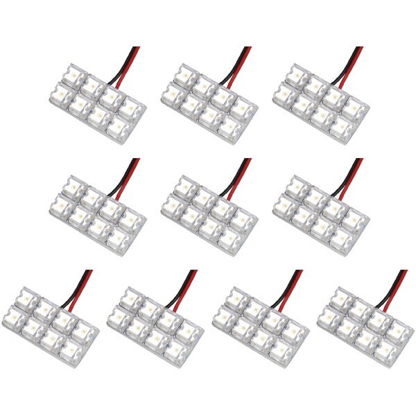 10個セット●● 12V FLUX8連 2×4 LED 基板 端子形状T10×28mm ルームランプ ホワイト_画像1