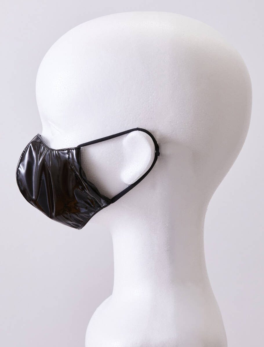 極上★黒エナメル(PVC) ファッションマスク(裏地はエナメル！)4Lサイズ(男性用・超特大サイズ)ハンドメイド 光沢抜群の画像3