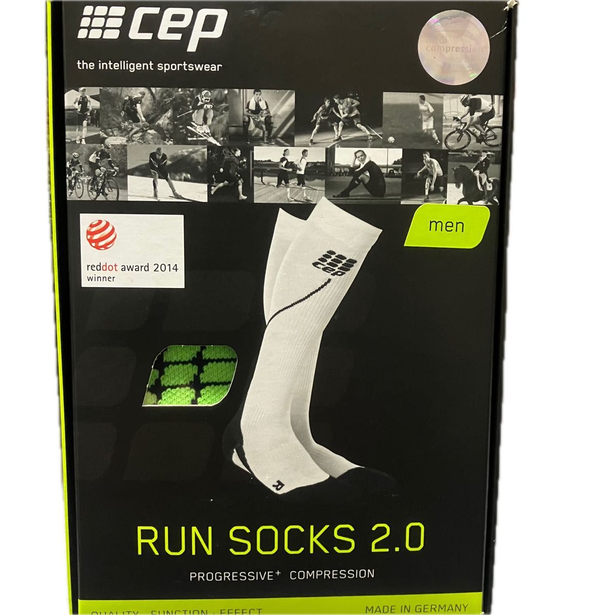 CEP （シーイーピー）コンプレッションRUN SOCKS 2.0 ランソックス 2.0 黒／黄緑 メンズ 24-29cmサイズⅢ