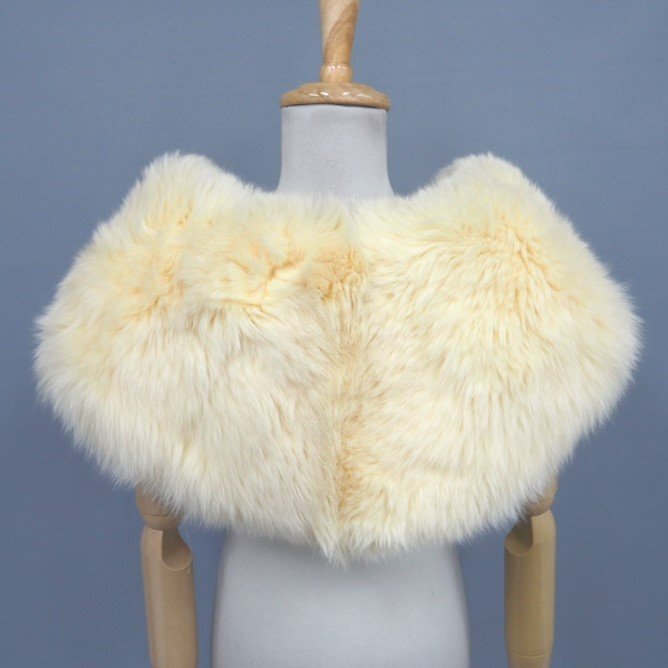  beautiful goods [ lining : protective cover attaching *Y1000~ ] high class fur white mink * shawl stole width :35cm large size size simple cream *T919T
