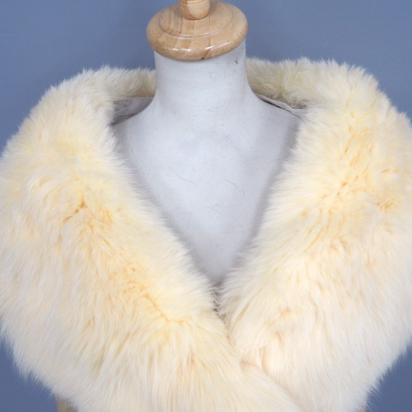  beautiful goods [ lining : protective cover attaching *Y1000~ ] high class fur white mink * shawl stole width :35cm large size size simple cream *T919T