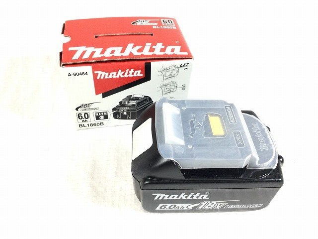 【新品未使用品!1円スタート!送料無料】 makita マキタ 18V 6.0Ah 純正リチウムイオンバッテリー BL1860B 残量表示ボタン付 87214_画像3