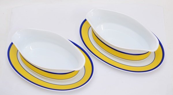 未使用 保管品 kishi chemical product ペアマグカップ スープ皿 カレー皿 黄色×青 食器の画像4