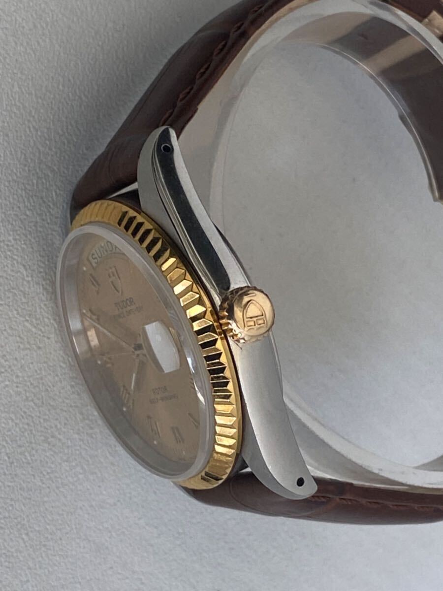 TUDOR チュードル チューダー Prince Date Day プリンスデイトデイ 76213 Men’s メンズ 36mm watch 腕時計 AUTO 自動巻 YG SS稼働中の画像3
