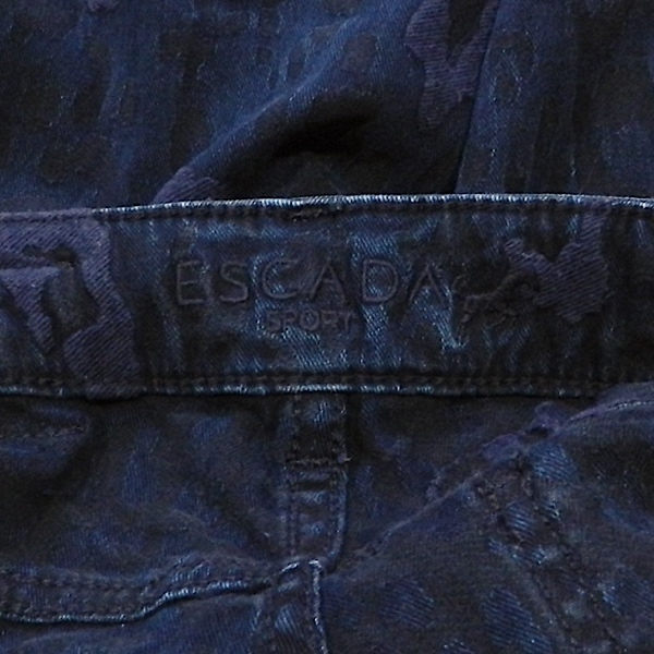 ESCADA SPORT Escada стрейч тонкий обтягивающий тонкий Denim брюки джинсы леопардовая расцветка темно-синий 34 / XS размер 