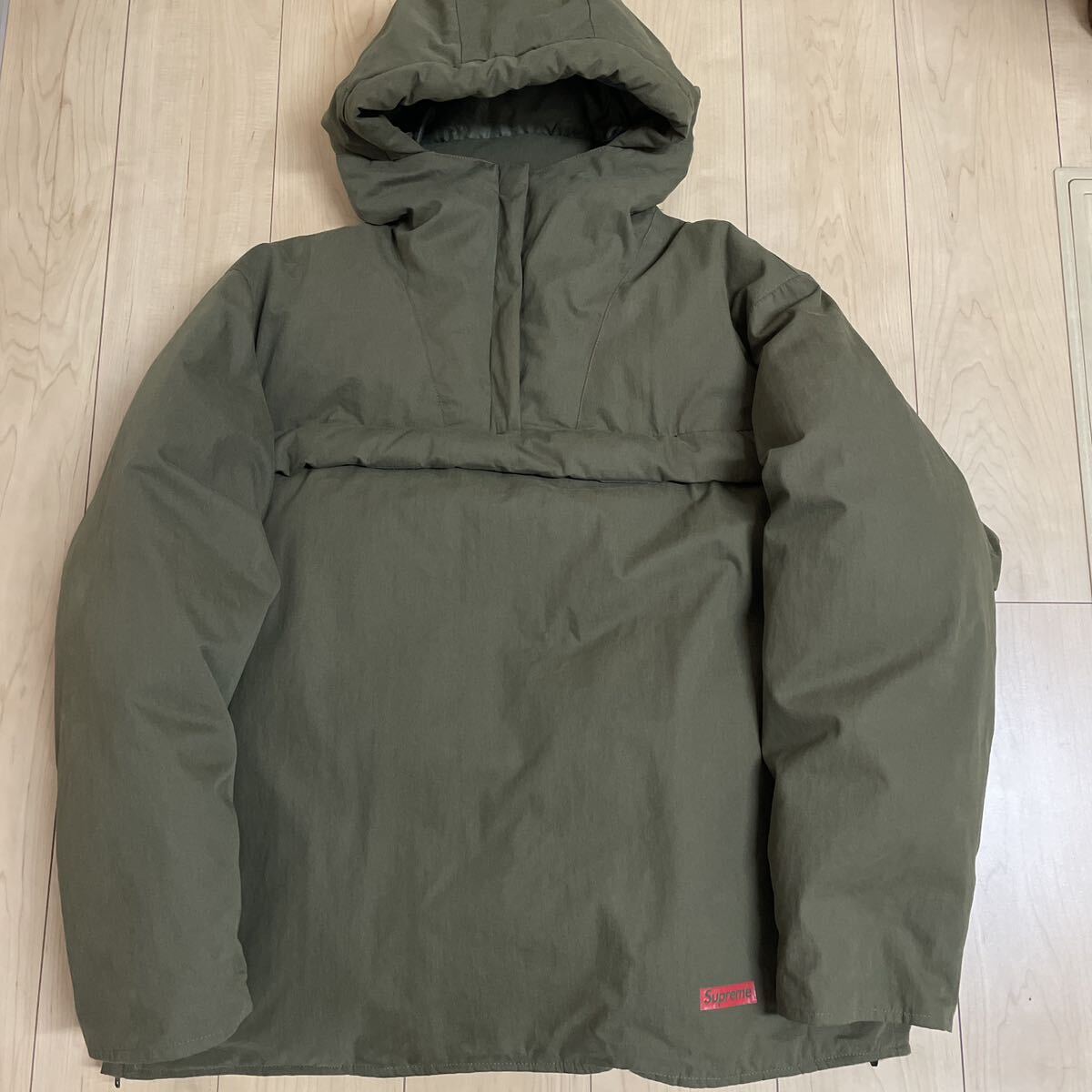 2022SS Supreme Cotton Hooded Down Pullover Olive L シュプリームオンライン購入品 中古_画像1