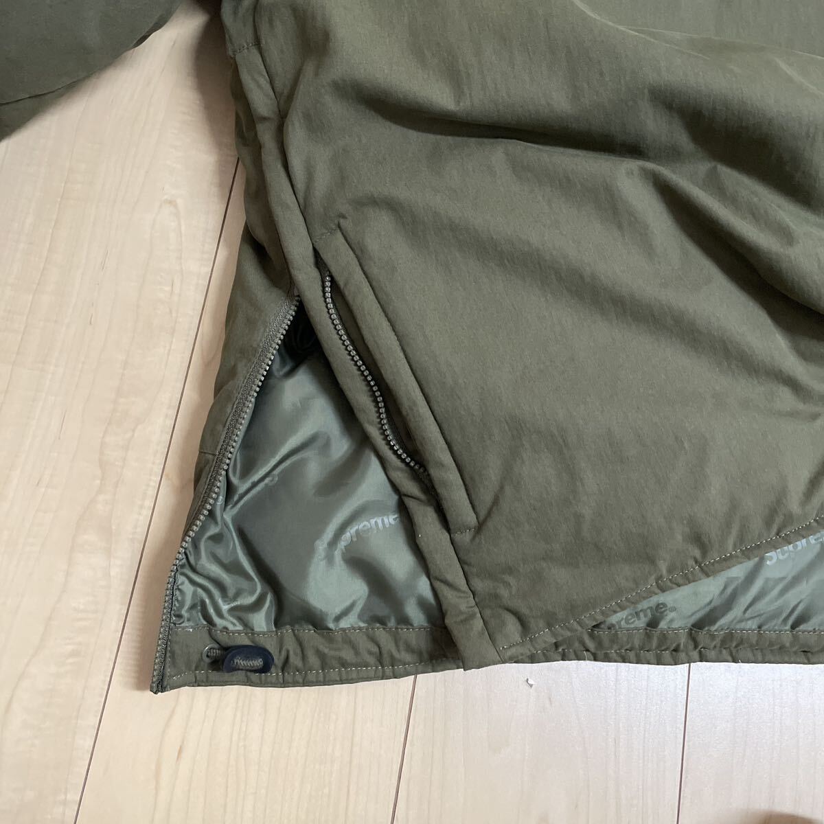 2022SS Supreme Cotton Hooded Down Pullover Olive L シュプリームオンライン購入品 中古_画像3