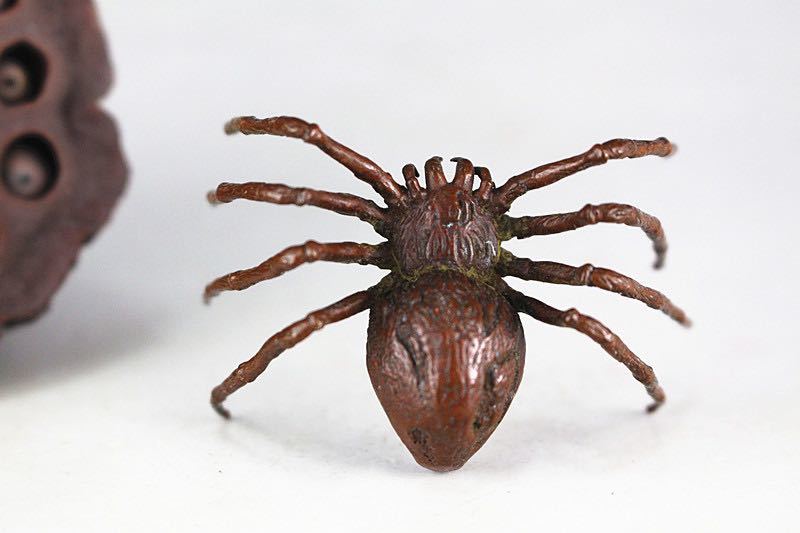 極美古銅煎茶道具質感細工銅クモ蓋置置物の画像6
