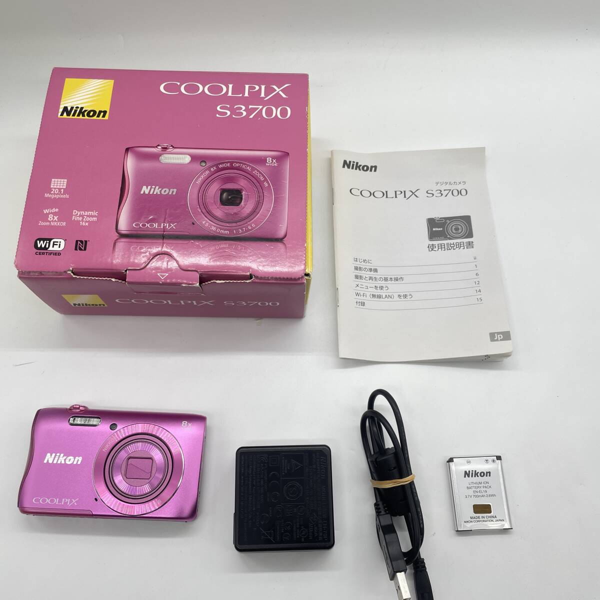 【動作確認済】Nikon coolpix S3700 PINK　コンデジ　デジカメ　デジタルカメラ　シャッター&フラッシュ動作OK_画像1