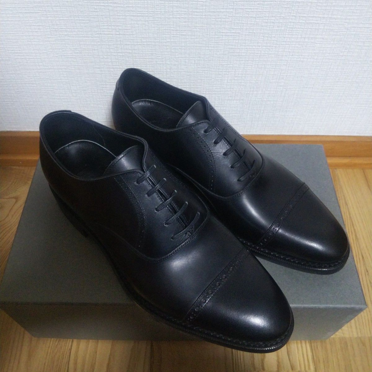新品68200円☆RENDO レンド 革靴 ビジネスシューズ 本革 24cm 黒 パンチキャップトゥ