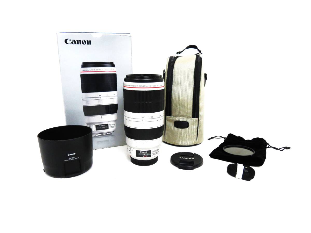 【日本製】Canon キャノン 望遠ズームレンズ EF100-400mm F4.5-5.6L IS Ⅱ USM EF100-400 LIS2 動作品 共箱 ケース 付属品 002-16-L1_画像1