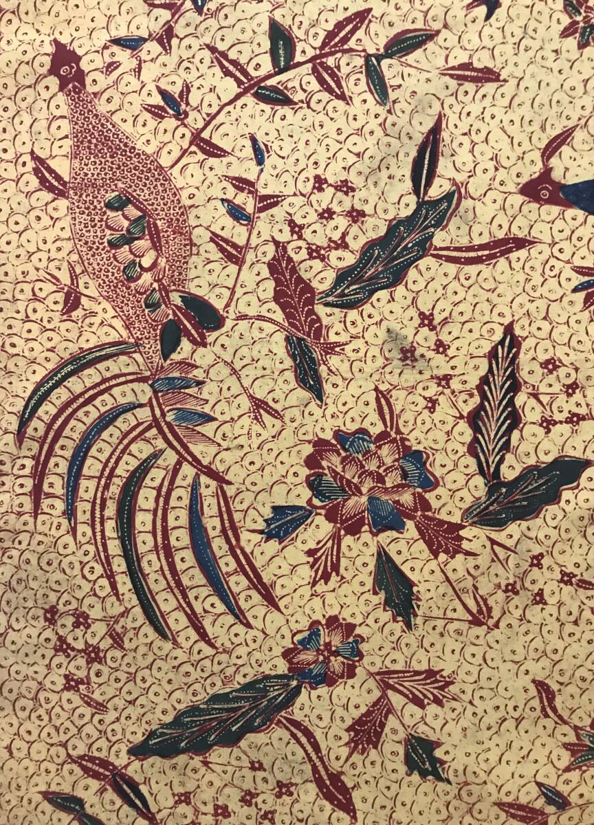 美しいジャワ更紗 1950年前後 花鳥植物文 手描き バティック インドネシア スマトラ島 パレンバン パギ・ソレ 検 古布 更紗 イカットの画像7