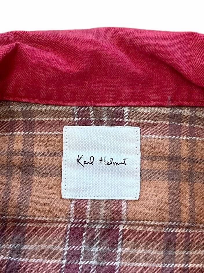 **Karl Helmut Karl hell m long sleeve Zip flannel shirt M tea Brown **