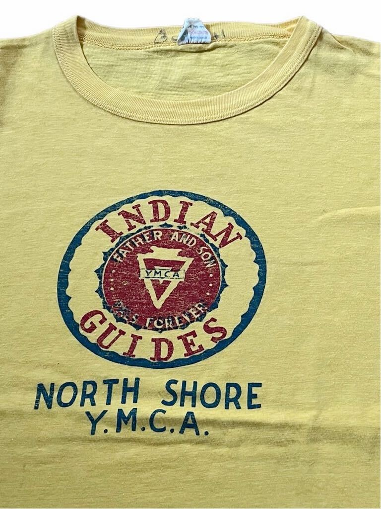 ●●vintage 50's 60's us製 Champion チャンピオン 小文字ランタグ NORTH SHORE Y.M.C.A. T L 黄色●●_画像2