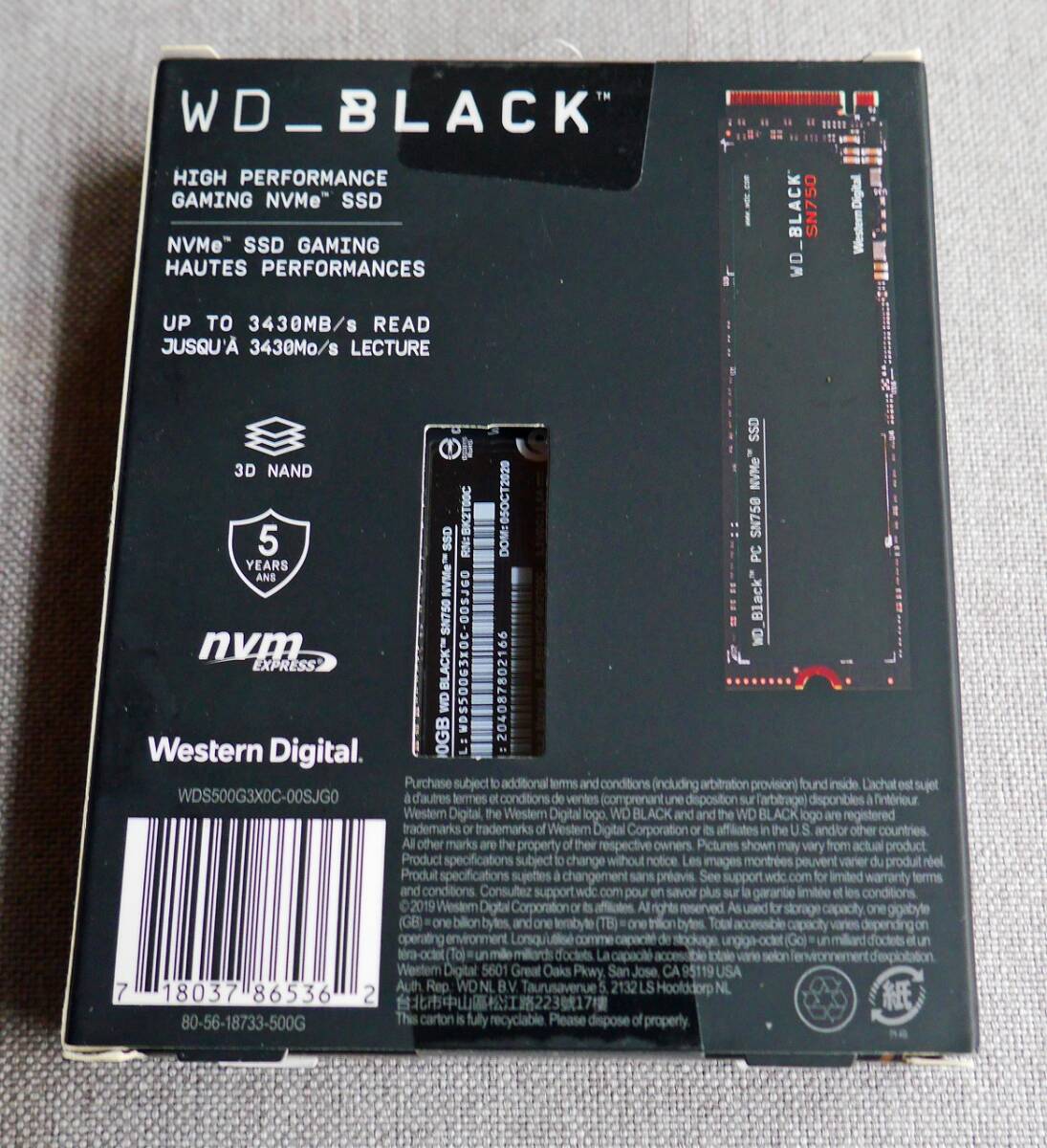 WD BLACK SN750 NVMe SSD 500GB　開封済み　ほとんど新品_画像4