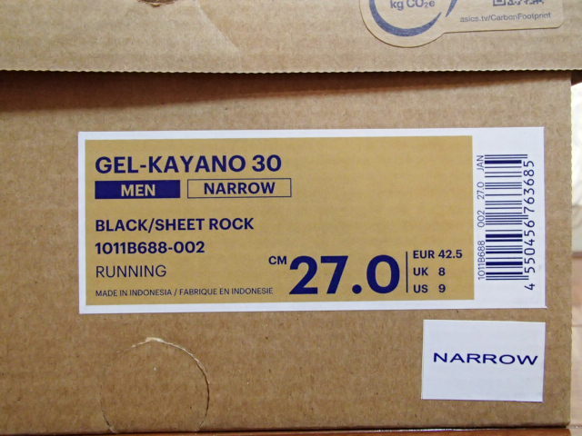 ASICS GEL KAYANO 30 NARROW Asics gel kayano slim narrow 1011B688-002 BLACK/SHEET ROCK secondhand goods 27.0cm
