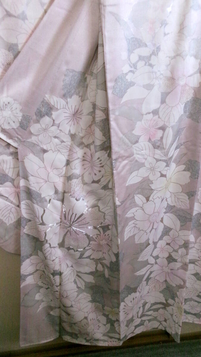 157[ goods with special circumstances ] remake for * dressing practice for * light . color gold piece embroidery large . pattern * silk *.* long-sleeved kimono * kimono height 157.64