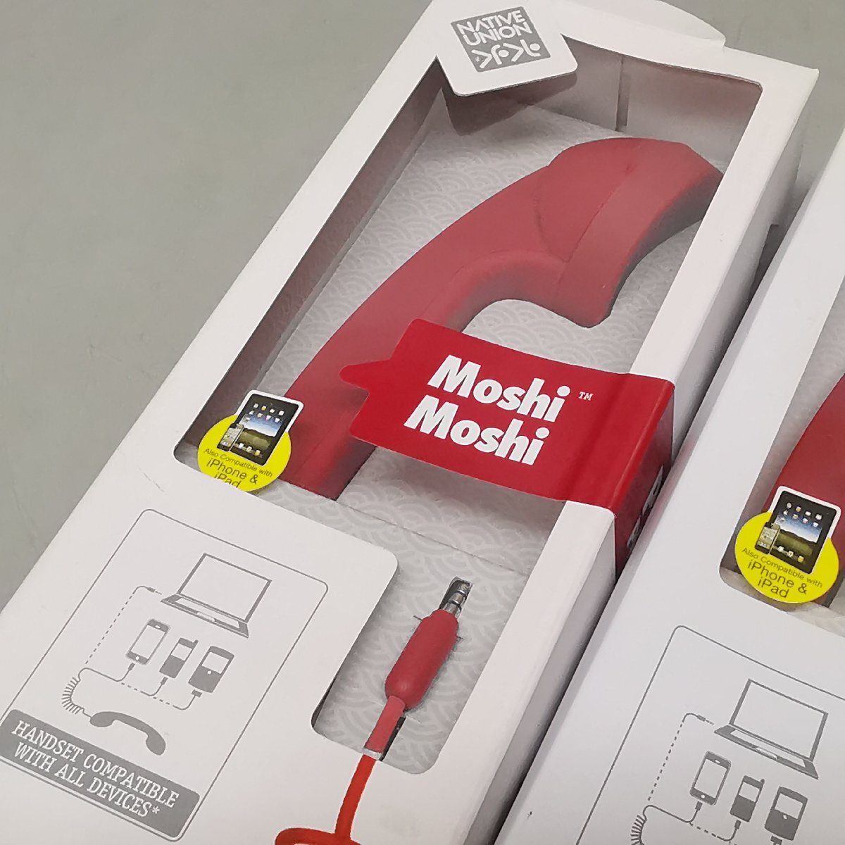 新品未開封 2点まとめ Moshi Moshi POP Phone ハンドセット David Turpin iPhone iPad 受話器 レトロ Native Union 赤 レッド Z5267