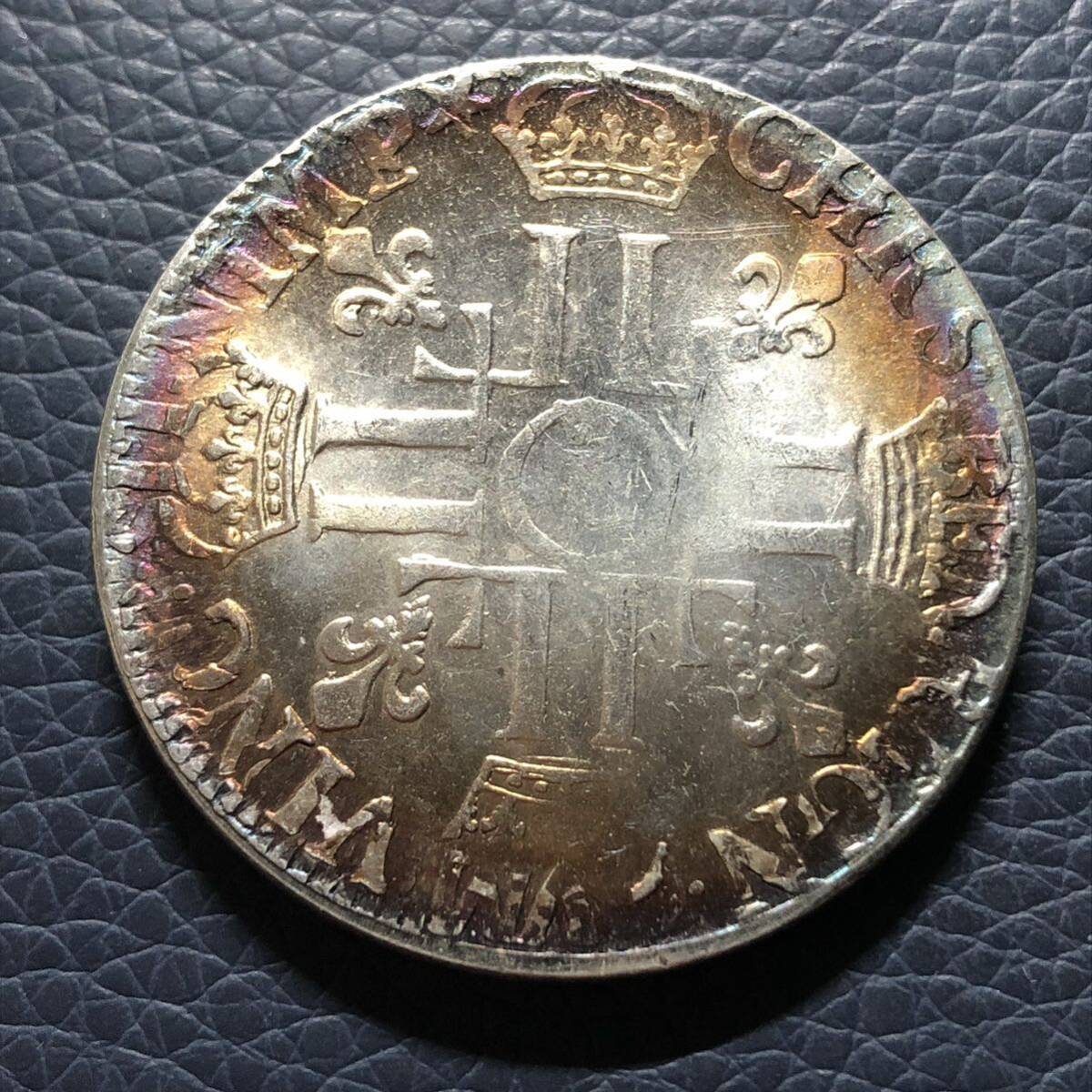外国古銭 フランス　1690年　ルイ14世　フランス国王 銀貨 大型銀貨 貿易銀　古銭　_画像1