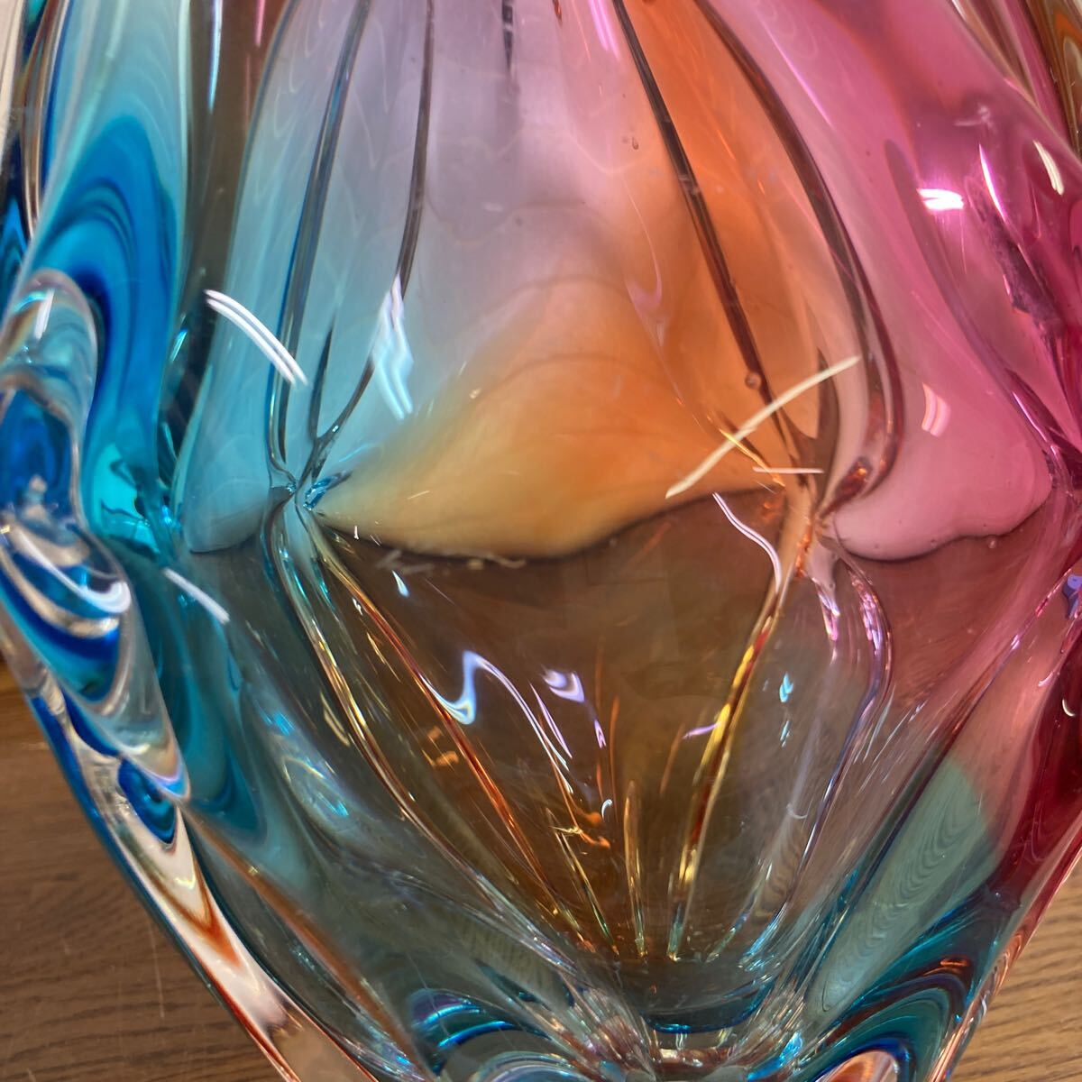 【花瓶 ガラス製 昭和レトロ】インテリア 置物 フラワーベース【B7-1②】0320の画像10